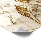 swimming sea turtle surrounded by floral patterns. ポスター (角)