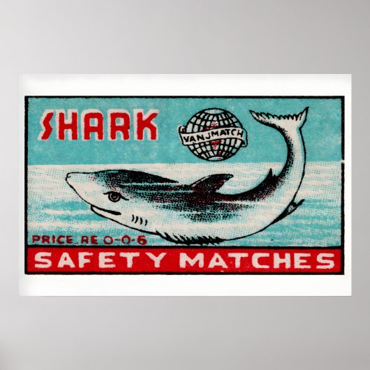 Swimming Shark - Matchbox Print - Aesthetic Wall ポスター (正面)