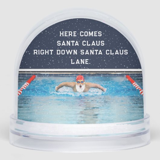 Swimming Swimmer Christmas Holiday Gift Snow Globe (正面)