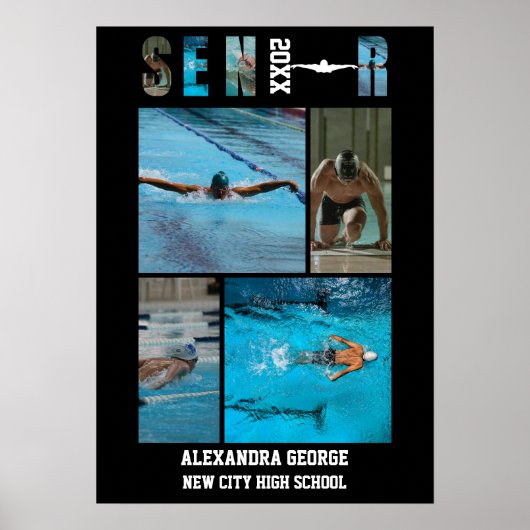 Swimming Swimmer Graduation Senior Night  ポスター (正面)