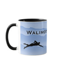 Swimming with Swimmer silhouettes and waves 