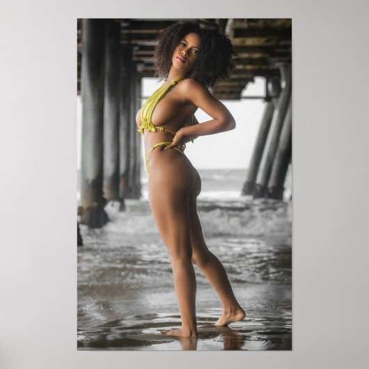 Swimsuit Model Posing Under A Pier ポスター (正面)