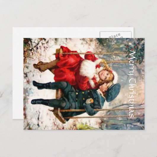 Swingビクトリアンポストカードのヴィンテージ シーズンポストカード (正面/裏面)