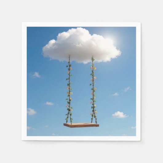 Swing Hanging From a Cumulus Cloud スタンダードカクテルナプキン (正面)
