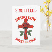 Swing Low Sweet Chariot Cross and Rose Motif カード (黄色い花)