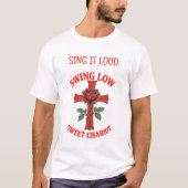 Swing Low Sweet Chariot Cross and Rose Motif Tシャツ (正面)