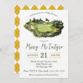 Swing on By, Golf Themed Baby Shower 招待状 (正面/裏面)