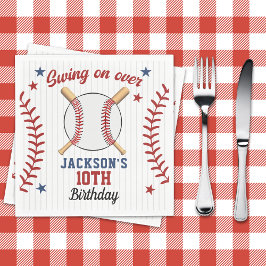 "Swing On Over – Baseball Birthday Party  スタンダードランチョンナプキン