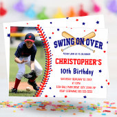 Swing On Over Boys Baseballの誕生日パーティーの写真 招待状