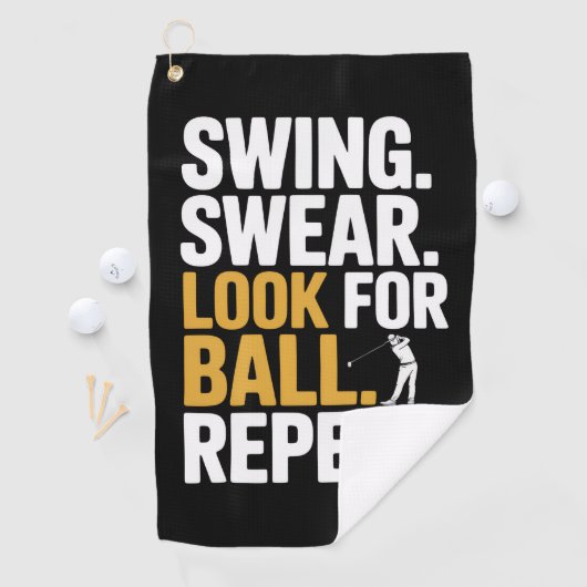 Swing Swear Look For Ball Repeat Golf Golfers Golf ゴルフタオル (インサイチュ)