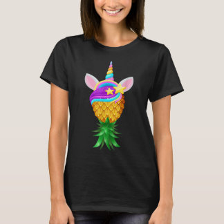 Swinger Upside Down Pineapple Magical Unicorn Head Tシャツ