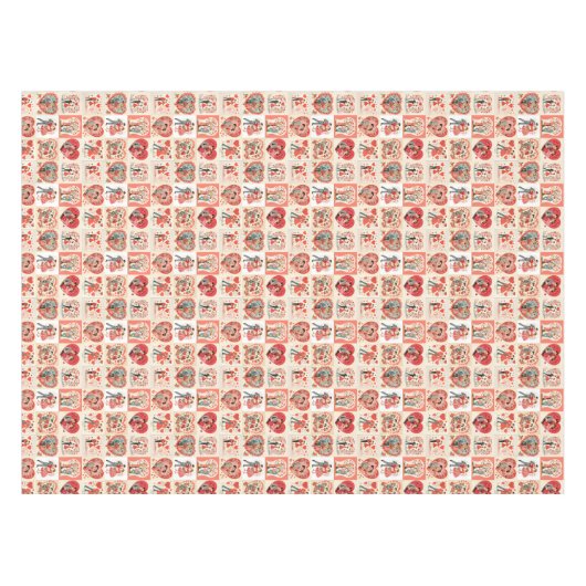 Swingin' Sixties Valentine Patchwork テーブルクロス (正面(横))