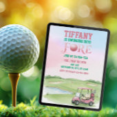 Swinging Into Fore, Pink Golf 4th Birthday 招待状