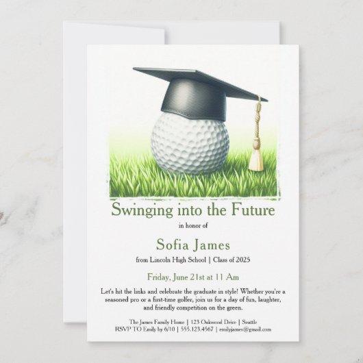 Swinging into the Future  A Golf-Themed GraduatioN 招待状 (正面)