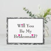 Swirlピンクのハートで私の花嫁のメイド 招待状 (スタンド正面)