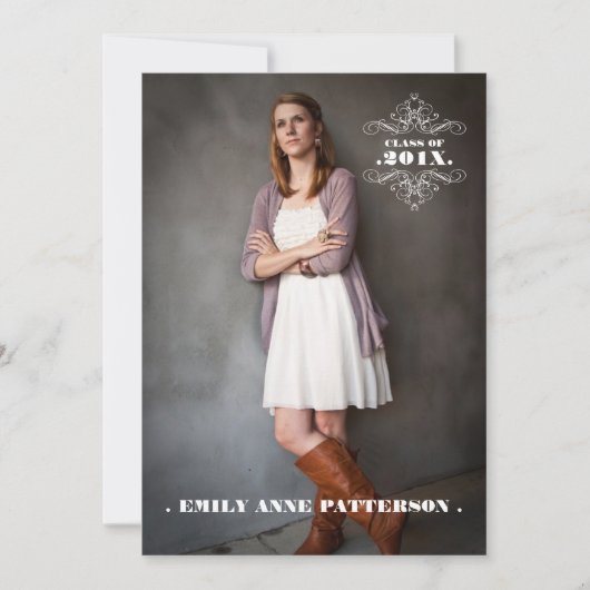 Swirl写真エレガント卒業パーティー発表 招待状 (正面)