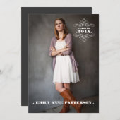 Swirl写真エレガント卒業パーティー発表 招待状 (正面/裏面)