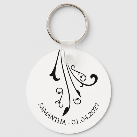 Swirl Elegant Ornament Horror Black Gothic キーホルダー (正面)