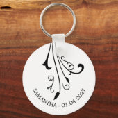 Swirl Elegant Ornament Horror Black Gothic キーホルダー (正面)