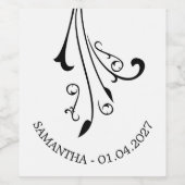 Swirl Ornament Horror Black Gothic ワインラベル (シングルラベル)