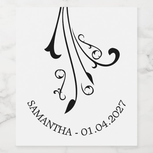 Swirl Ornament Horror Black Gothic ワインラベル (シングルラベル)