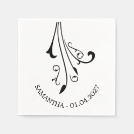 Swirl Ornaments Horror Black Gothic スタンダードカクテルナプキン