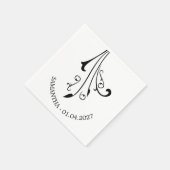 Swirl Ornaments Horror Black Gothic スタンダードカクテルナプキン (角)