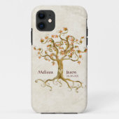 Swirl Tree Rootsの古い名前パーソナライズされたハート Case-Mate iPhoneケース (裏面)