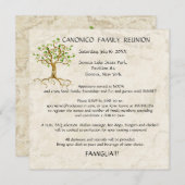 Swirl Tree Roots Anticued Family カスタム懇親会 招待状 (正面/裏面)