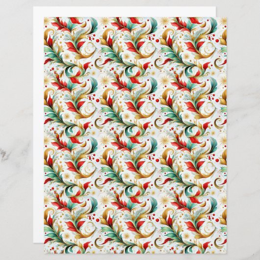 Swirled christmas floral craft paper (正面/裏面)