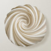 Swirled Ivory Satin Fabric Abstract ラウンドクッション (裏面)