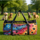 Swirling Cosmic Paw Print Monogram Personalize ダッフルバッグ