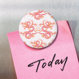Swirling Dragon in Pink and Orange Magnet マグネット
