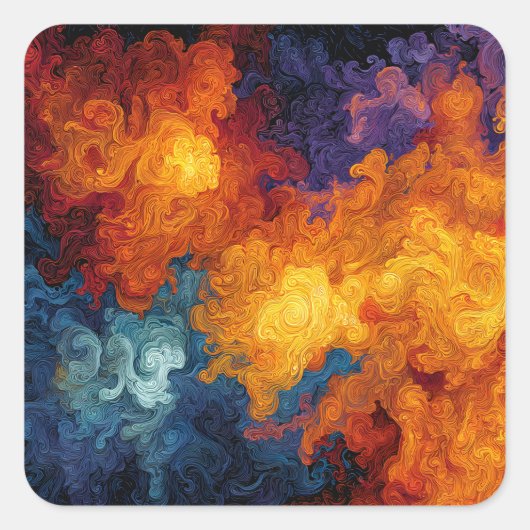 Swirling Elemental Nebula Abstract スクエアシール (正面)