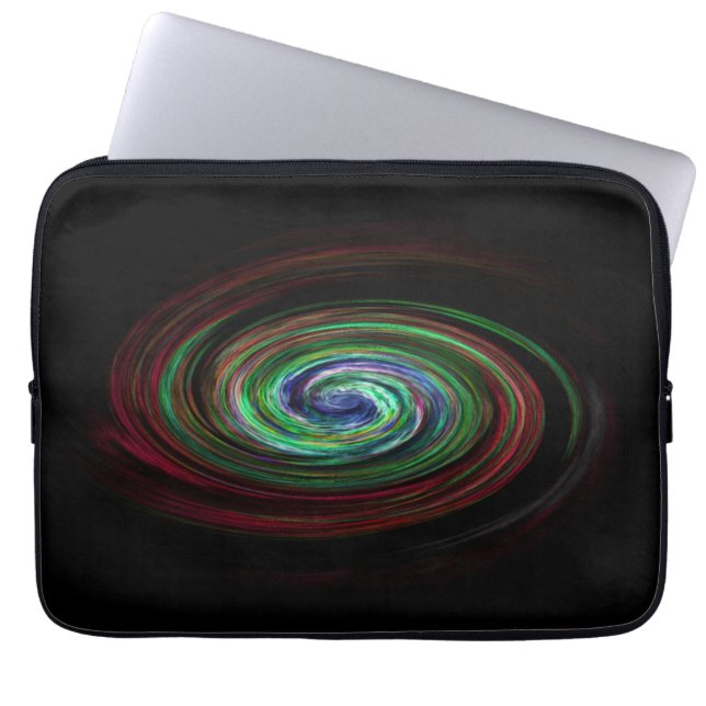 Swirling Galaxy Cool Abstract Black ラップトップスリーブ (正面)