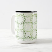 Swirling green leaf pattern ツートーンマグカップ (正面左)