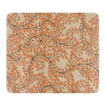 Swirling Orange Leaves on Beige Background