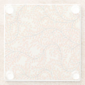 Swirling Orange Leaves on Beige Background ガラスコースター (裏面)