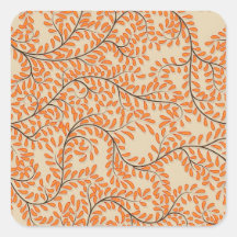Swirling Orange Leaves on Beige Background