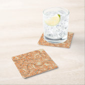 Swirling Orange Leaves on Beige Background スクエアペーパーコースター (インサイチュ)
