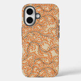Swirling Orange Leaves on Beige Background iPhone 16ケース