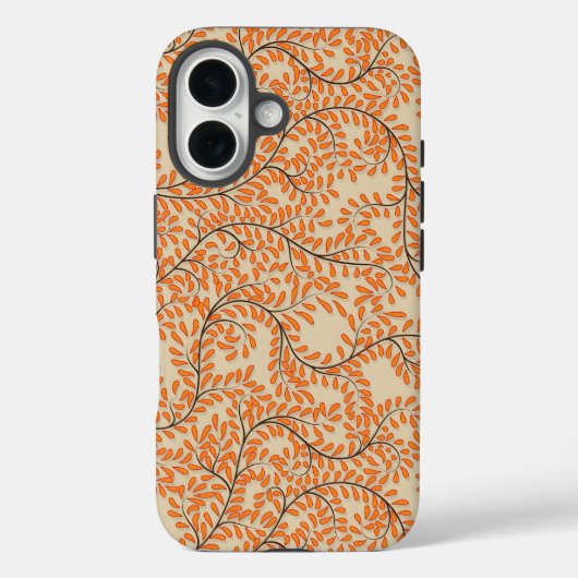 Swirling Orange Leaves on Beige Background Case-Mate iPhoneケース (裏面)