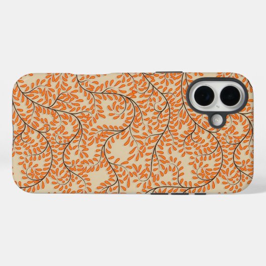 Swirling Orange Leaves on Beige Background Case-Mate iPhoneケース (裏面 (横))