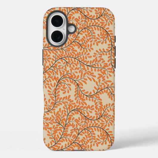 Swirling Orange Leaves on Beige Background Case-Mate iPhoneケース (裏面)