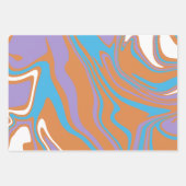 Swirling Orange, Purple, Blue, & white Fluid Art ラッピングペーパーシート (正面2)