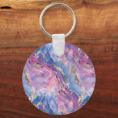 Swirling Pattern of Marbled Effect Pink and Blue キーホルダー (正面)