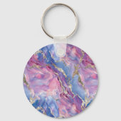 Swirling Pattern of Marbled Effect Pink and Blue キーホルダー (裏面)