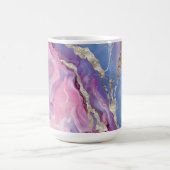 Swirling Pattern of Marbled Effect Pink and Blue コーヒーマグカップ (中央)