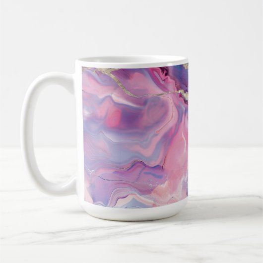 Swirling Pattern of Marbled Effect Pink and Blue コーヒーマグカップ (左)
