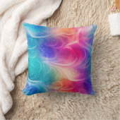 Swirling Rainbow Abstract Throw Pillow クッション (ブランケット)